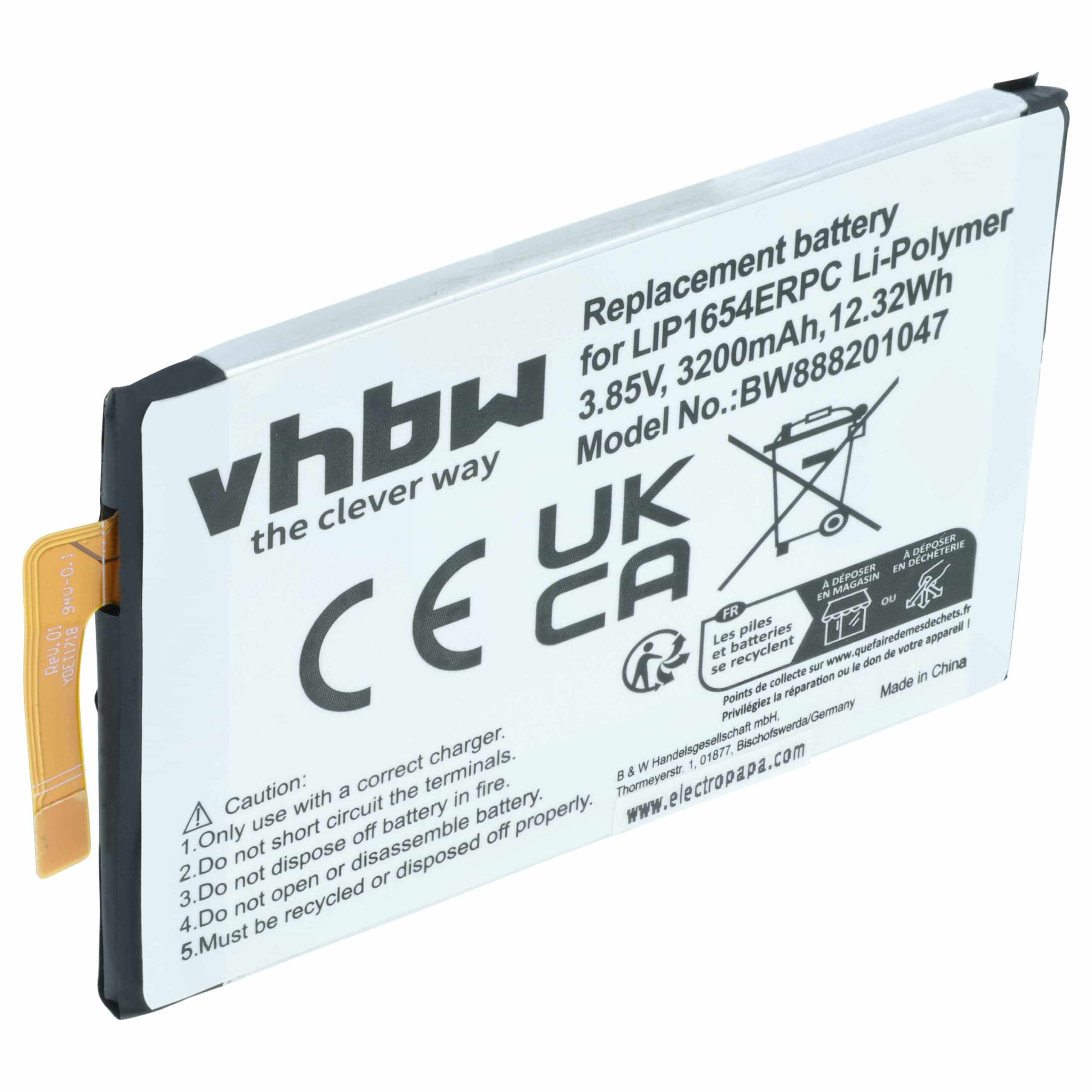 Bateria vhbw 3200 mAh para telemóvel Sony Xperia XA2, L2, LIP1654ERPC