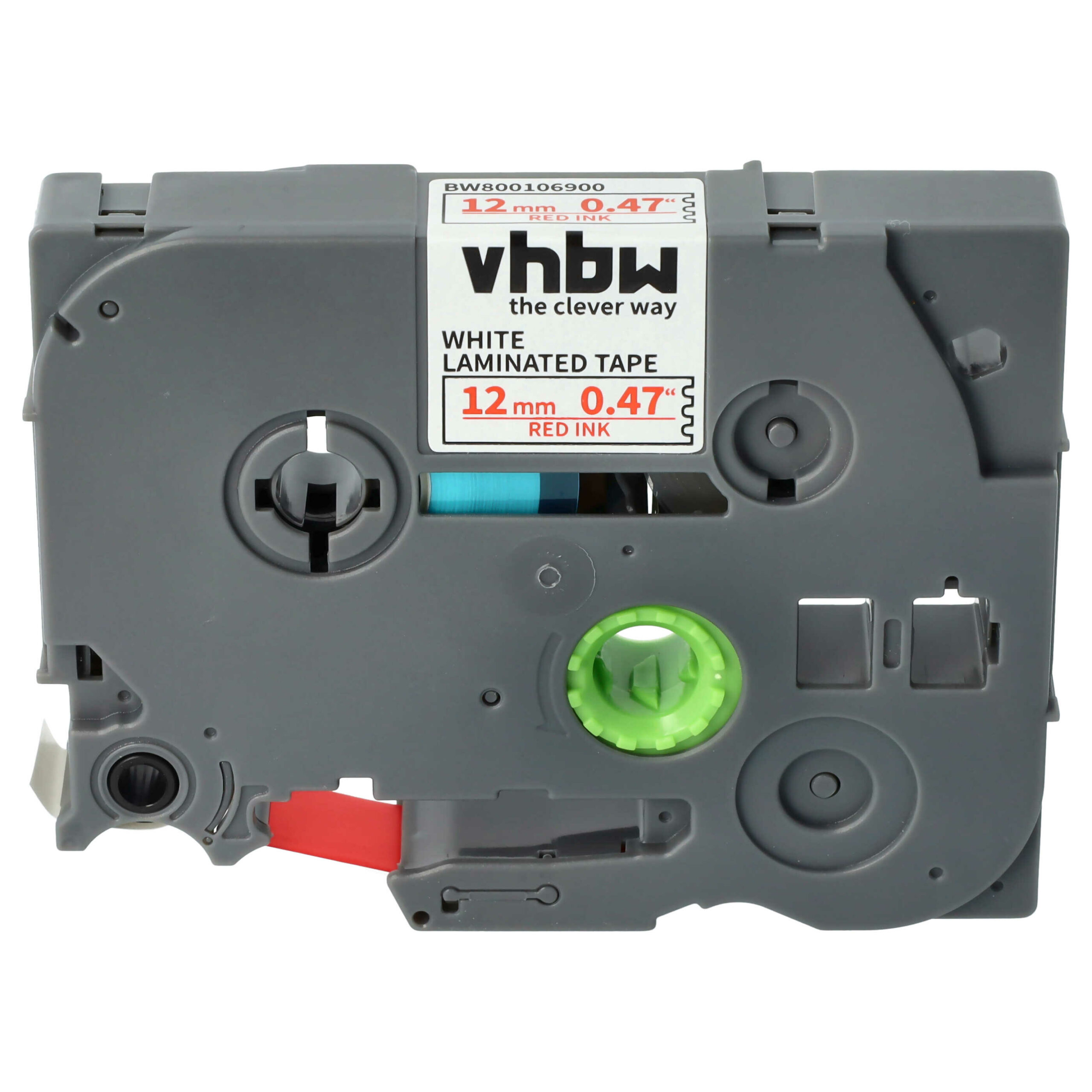 Fita para Impressora de Etiquetas vhbw compativel com Brother TZ-232, TZE-232 - 12 mm Vermelho sobre Branco