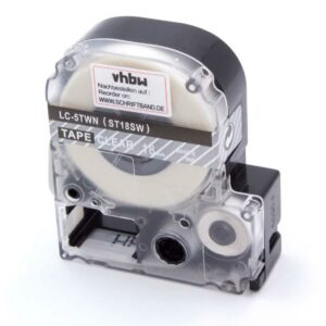 Fita de Etiquetas vhbw substitui Epson LC-5TWN - 18 mm Branco sobre Transparente