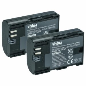 2x Bateria vhbw substitui Canon LP-E6N - 2250mAh, 7.4V Li-Ion com Info Chip