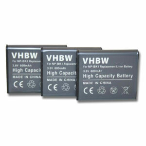 3x Baterias vhbw para Sony NP-FK1, NP-BK1 (600mAh, 3.6V, Li-Ion)