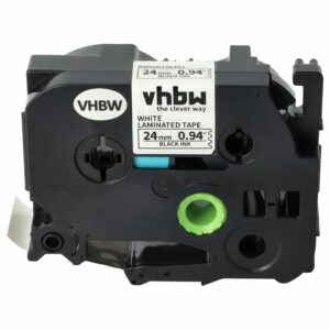 Fita para Impressora de Etiquetas vhbw substitui Brother TZ-251, TZE-251 - 24 mm Preto sobre Branco