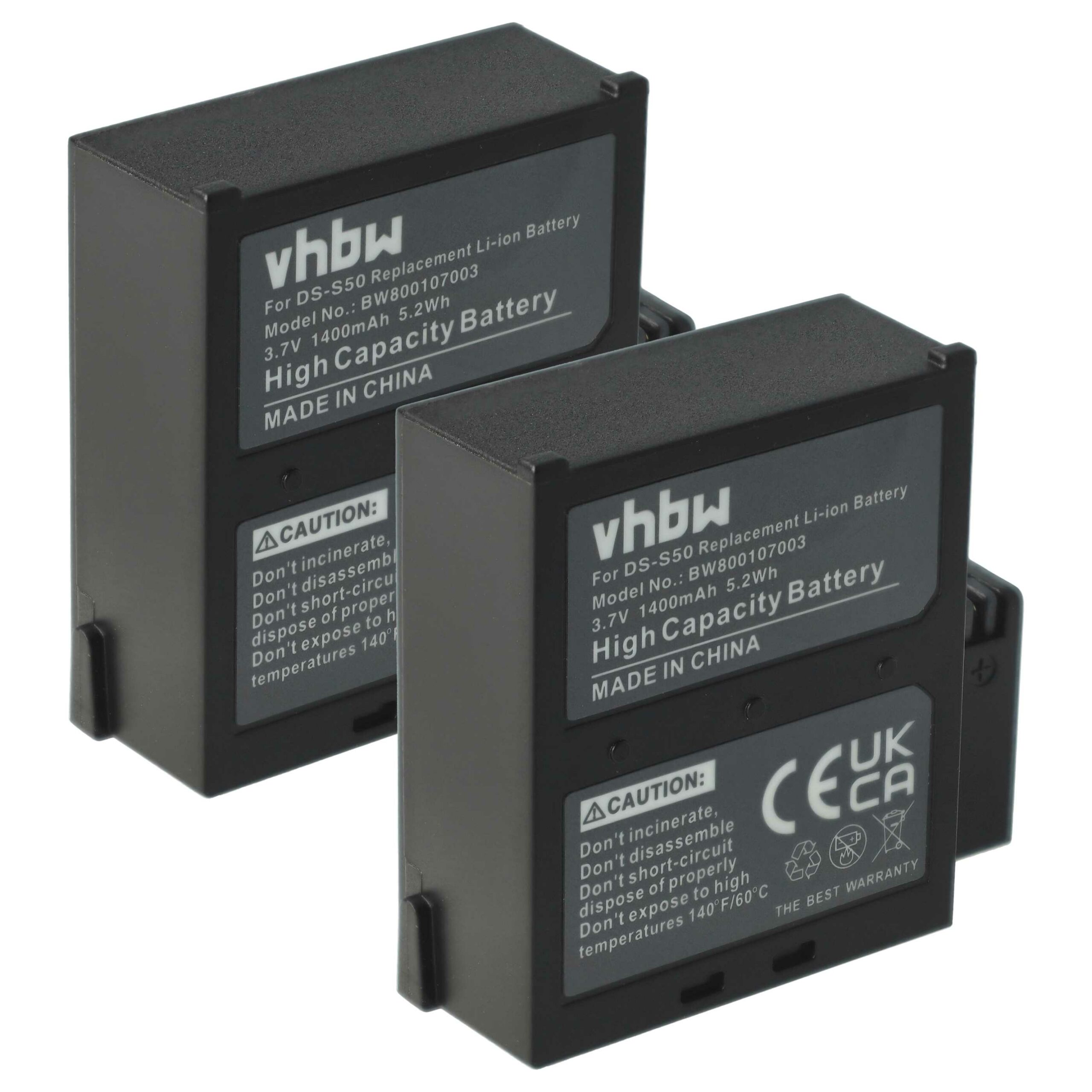 Bateria vhbw para Câmaras de Vídeo AEE / Rollei / Veho (1400 mAh, 3.7 V, 2x)