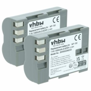 2x Bateria vhbw para Fuji NP-150 - 1300mAh, 7.2V, Li-Ion