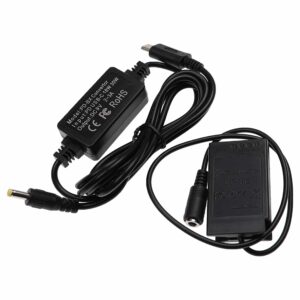Carregador USB vhbw com Acoplador DC para Nikon EH-5, EH-5A - 2 m, 9V 3.0A