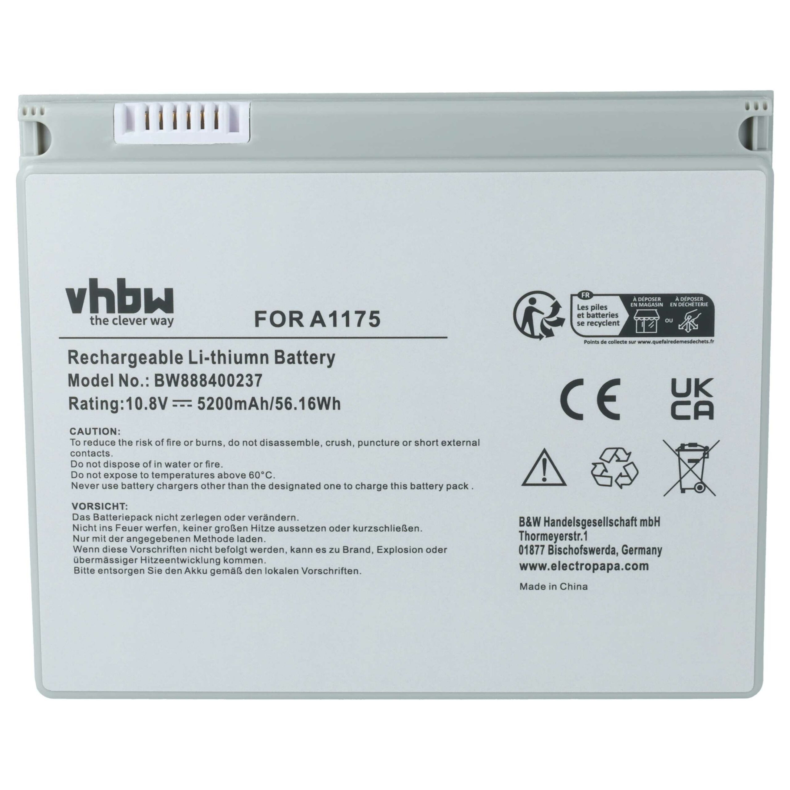 Bateria para Portátil vhbw Apple A1405, A1175, A1150 5200 mAh 10.8 V - Image 3