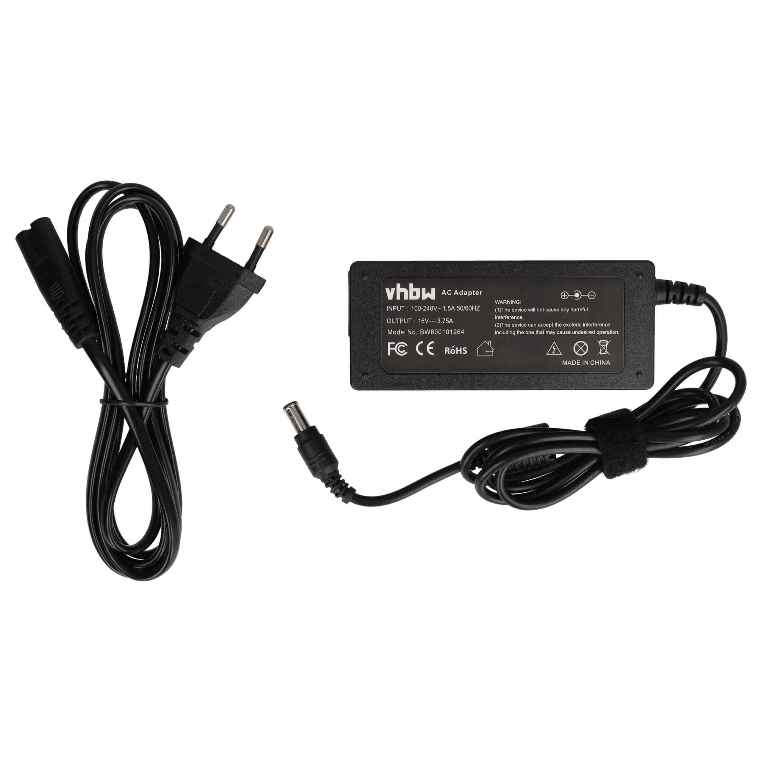 Carregador / Adaptador de Corrente vhbw para Portátil Fujitsu / Sony (16V, 3.75A, 60W, 200cm)