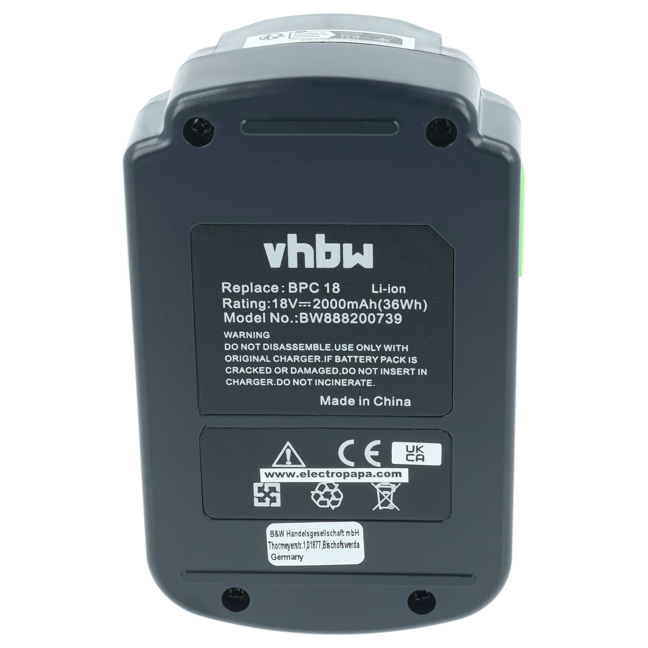 2x Bateria vhbw para Festool BPC 18 Li, 499849, 498343 Ferramentas Elétricas - 2000 mAh, 18 V, Li-Ion - Image 3