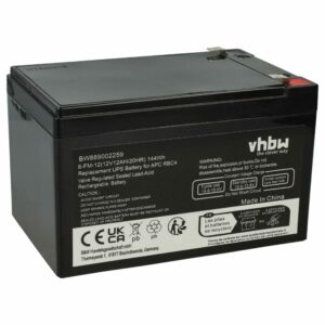 Bateria UPS vhbw substitui APC RBC4, VISRBC4 - 12 Ah 12 V AGM