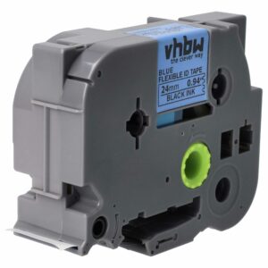 Fita de Etiquetas vhbw para Brother TZe-FX551 (24 mm, Flexível, Preto sobre Azul)