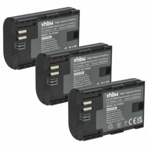 3x Bateria vhbw substitui Canon LP-E6, LP-E6NH - 1600mAh, 7.2V, Li-Ion