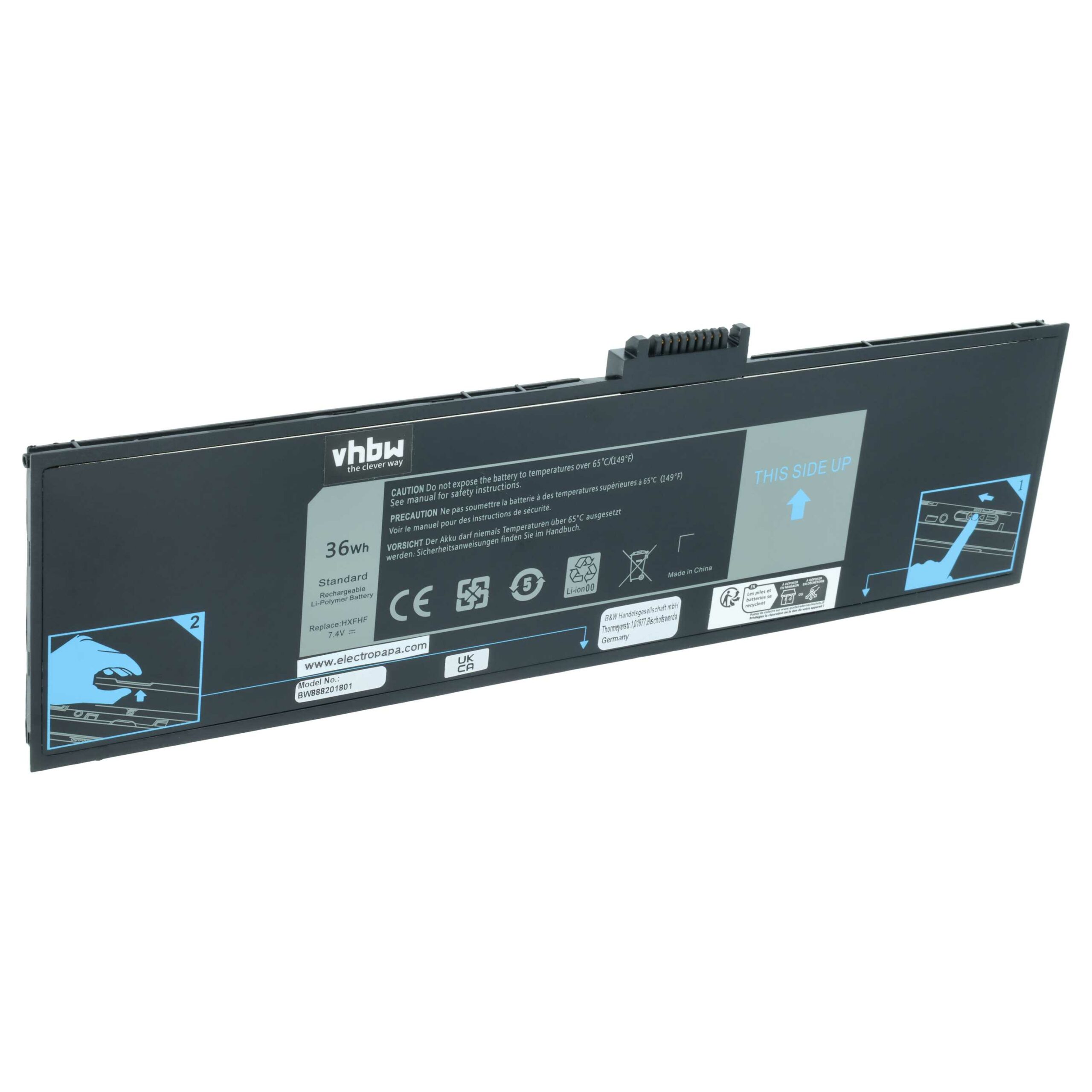 Bateria vhbw para Tablet Dell VJF0X, HXFHF 4850 mAh 7.4 V Li-polymer