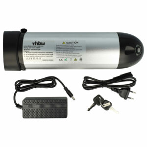 Bateria E-Bike vhbw 36V 10Ah Li-Ion para Motores 200-350W com Carregador Preto / Prateado