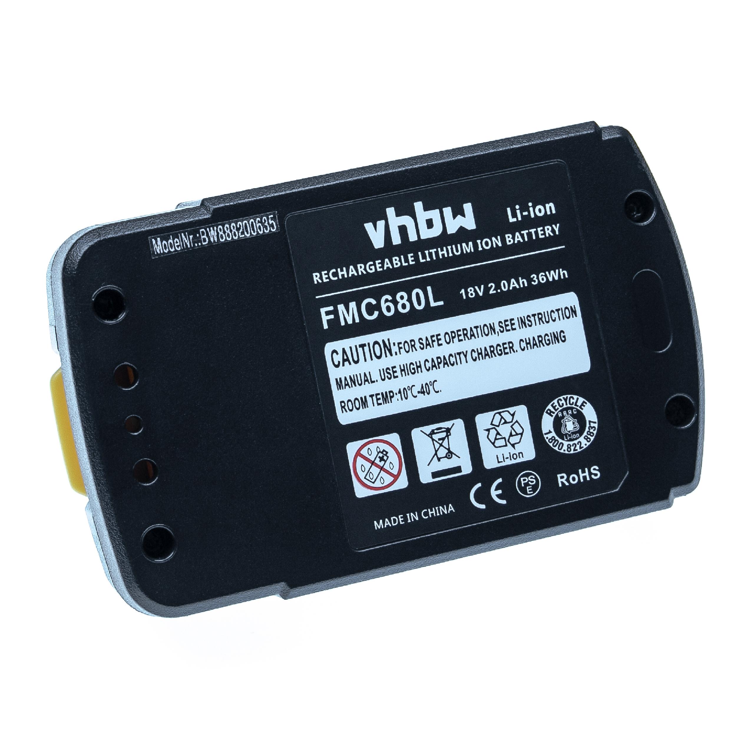 Bateria vhbw para Stanley FMC687L Ferramenta Elétrica - 2000 mAh, 18 V, Li-Ion - Image 2