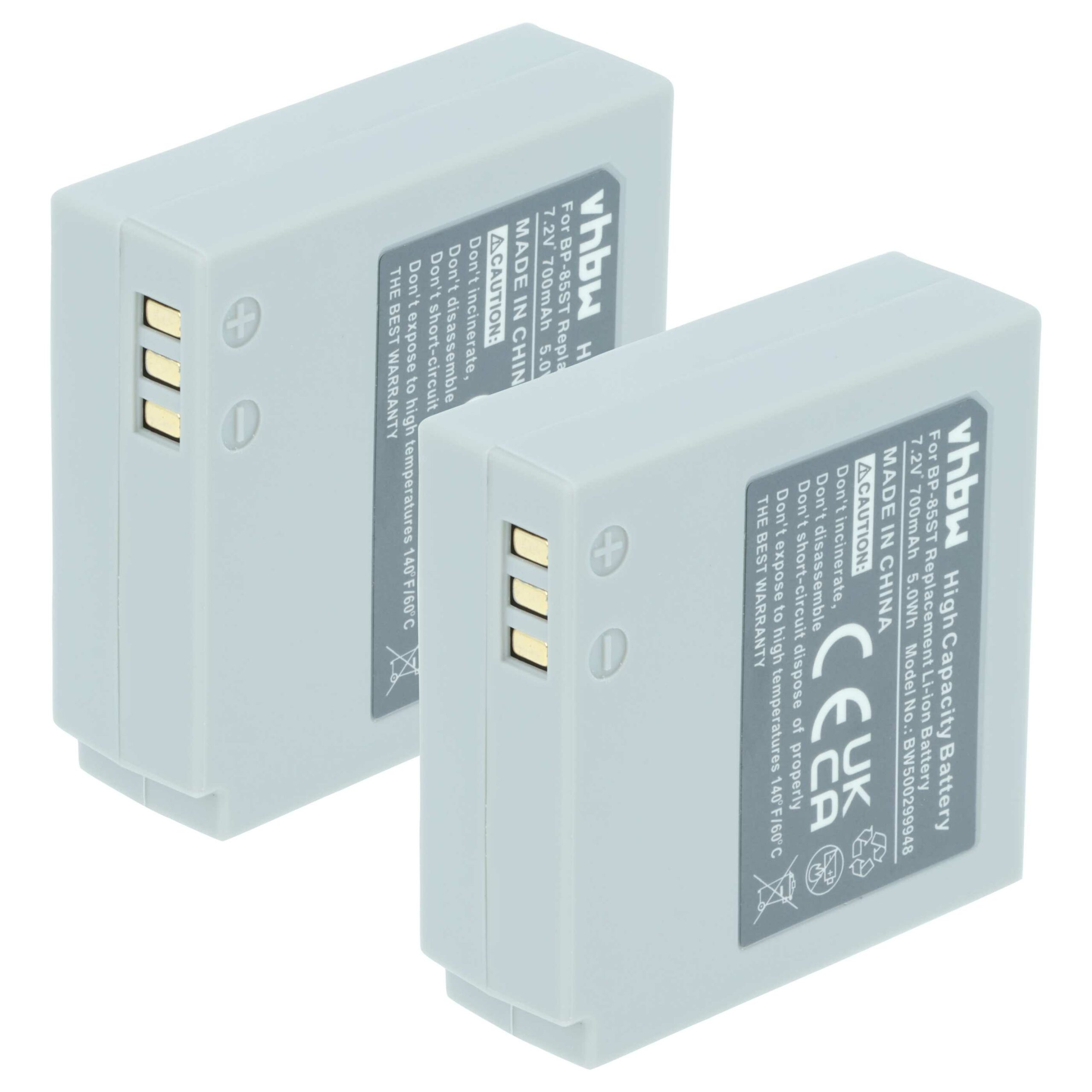 Bateria vhbw para videocâmara Samsung BP-85ST 700 mAh 7.2 V 2 unidades