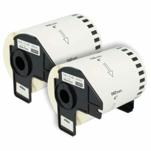 2x Rolo de Etiquetas vhbw para Brother DK-22243 - 102 mm x 30.48 m + Suporte