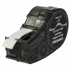 Fita de Etiquetas vhbw substitui Brady M21-500-423 - 12.7 mm, Preto sobre Branco, Poliéster