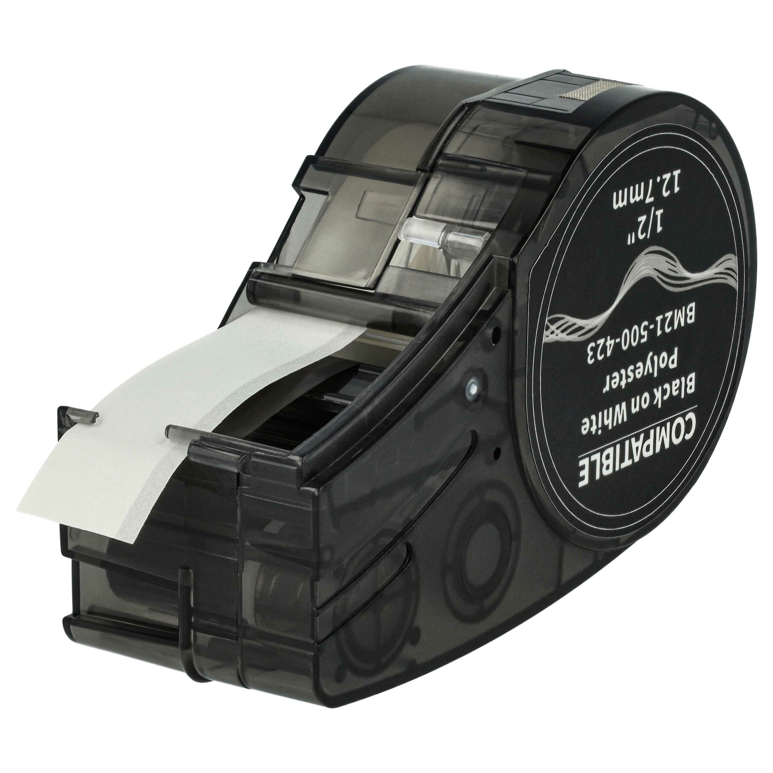 Fita de Etiquetas vhbw substitui Brady M21-500-423 - 12.7 mm, Preto sobre Branco, Poliéster