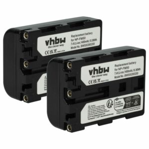 Pack 2 Baterias vhbw para Câmara Sony (NP-FM50 / 1400 mAh / 7.4 V)