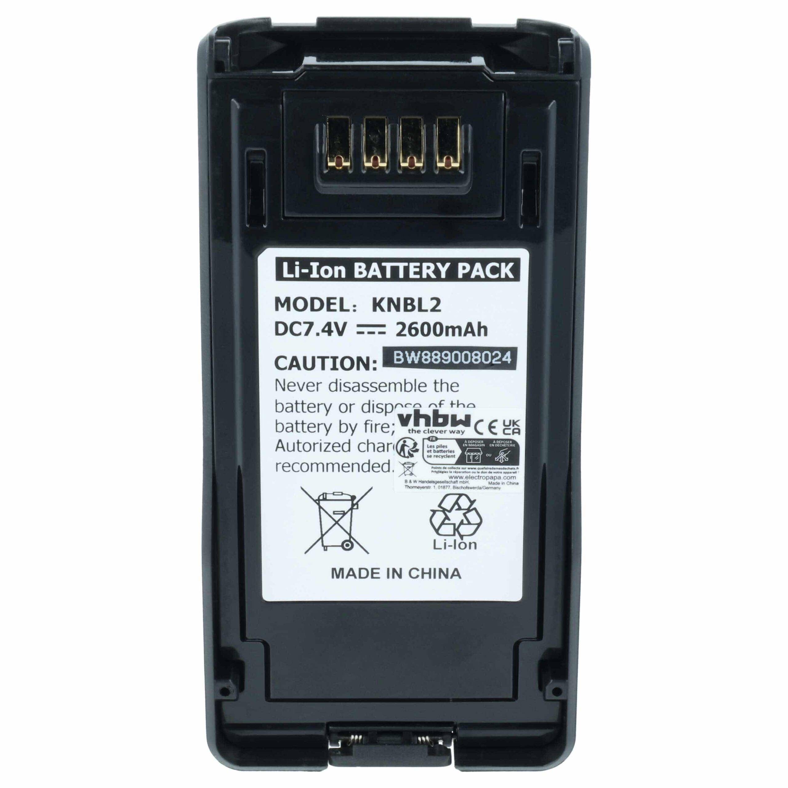 Conjunto de 5 Baterias vhbw para Rádio Kenwood KNB-L2M / KNB-L3 2600 mAh 7.4 V Li-Ion - Image 3