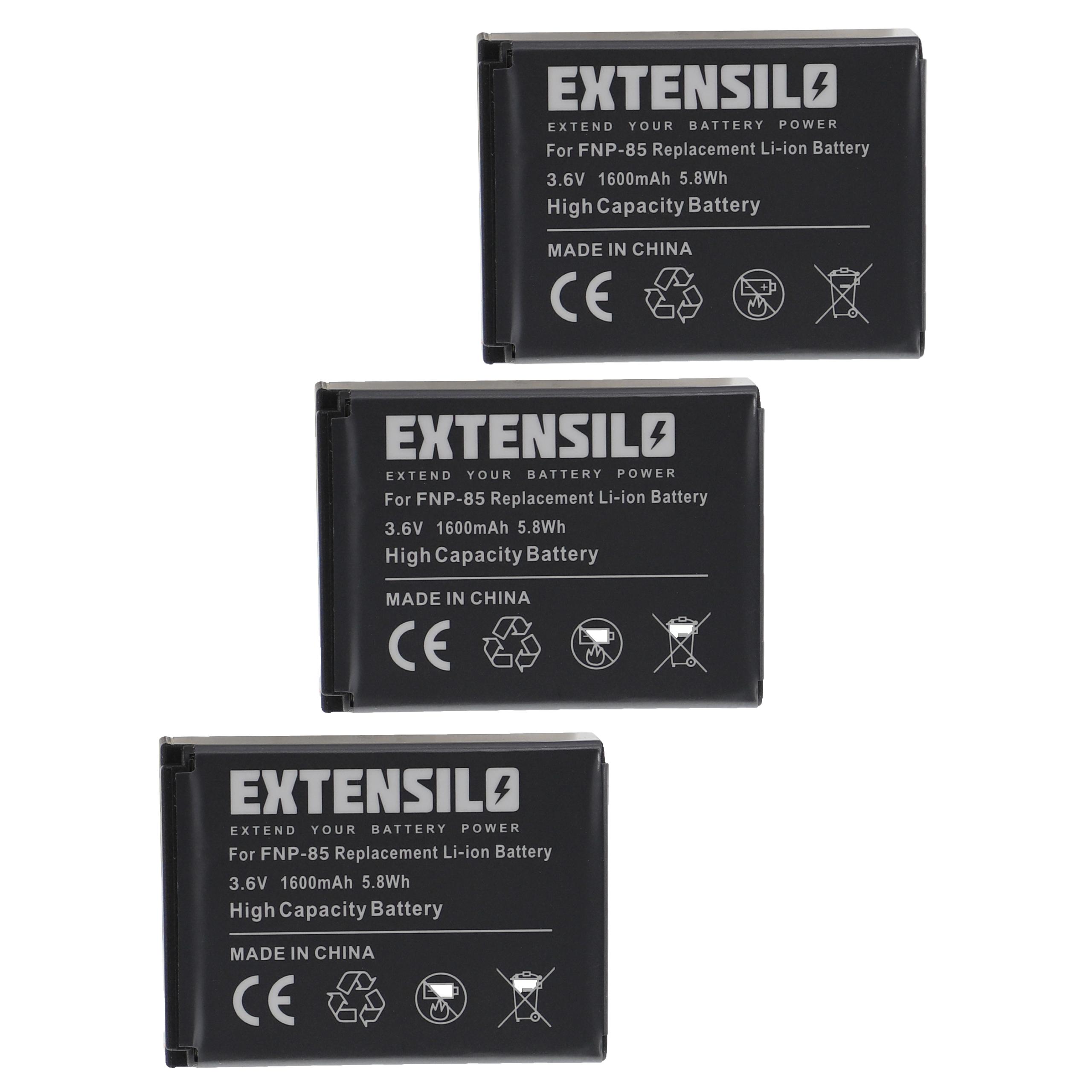 3x Bateria Extensilo para Aiptek NP170, CB-170, 1600mAh, 3.6V, Li-Ion