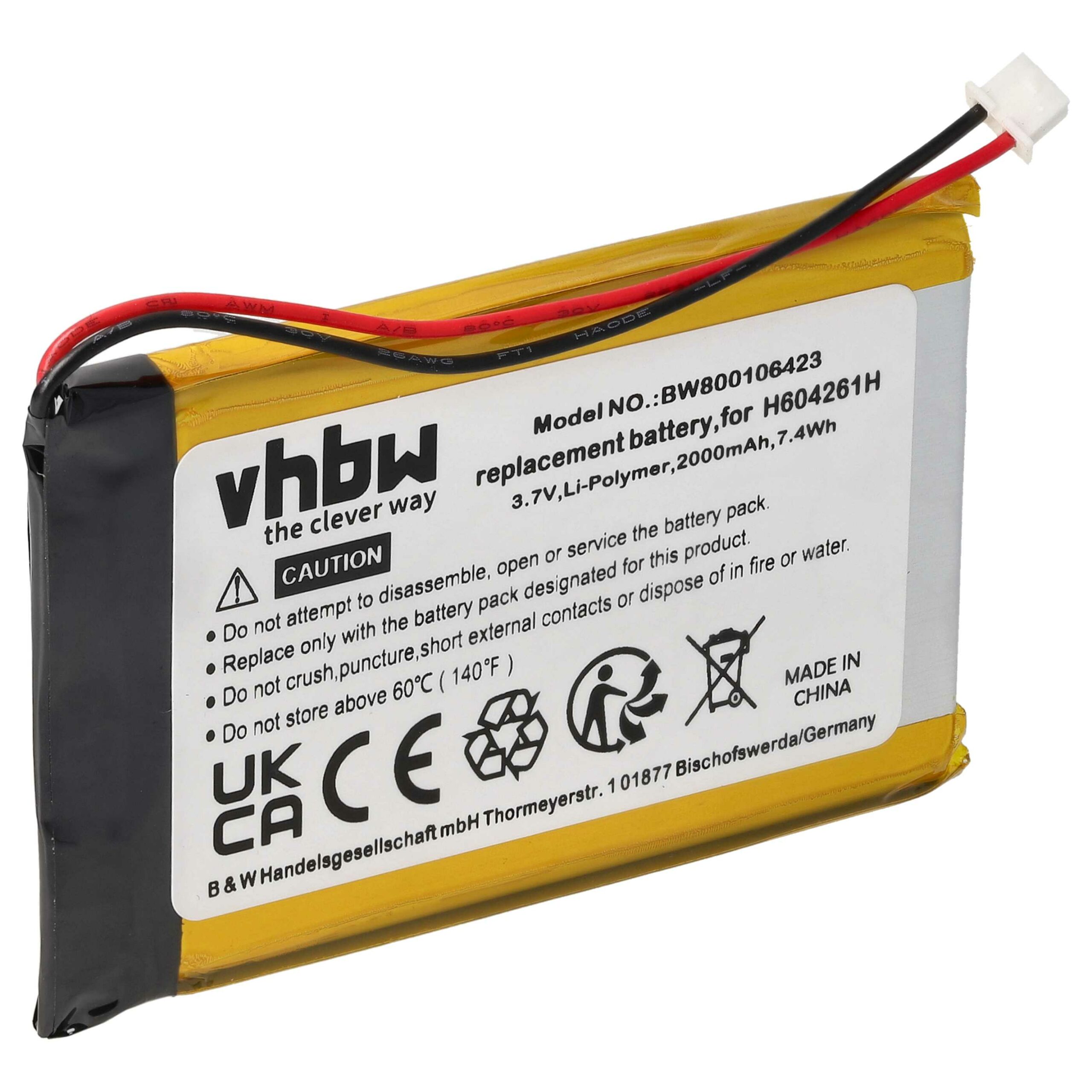 Bateria GPS vhbw para Bushnell H604261H - 2000mAh, 3.7V