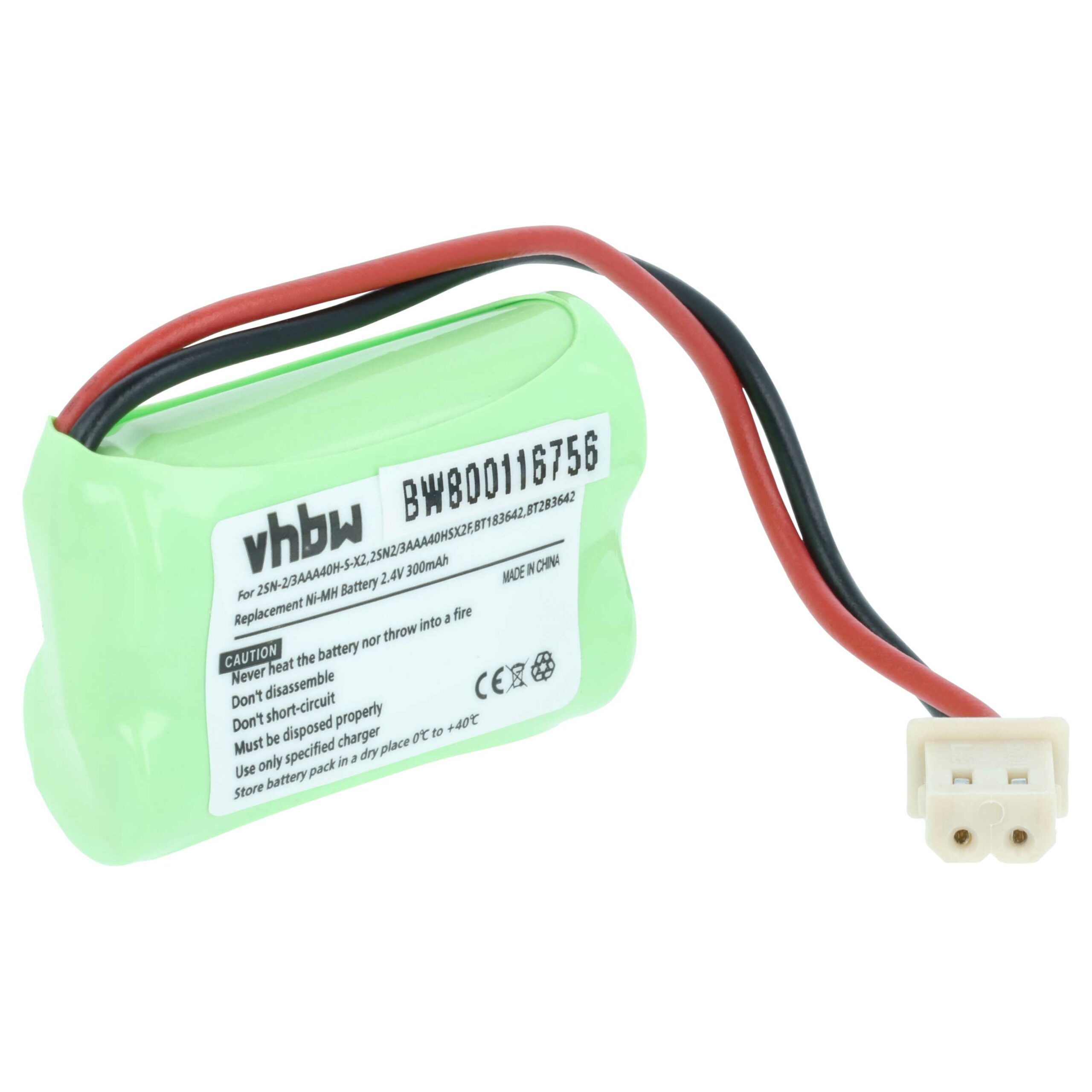 Bateria vhbw para telefone fixo V-Tech LS6005, LS6191, LS6195 - 300 mAh 2.4 V NiMH