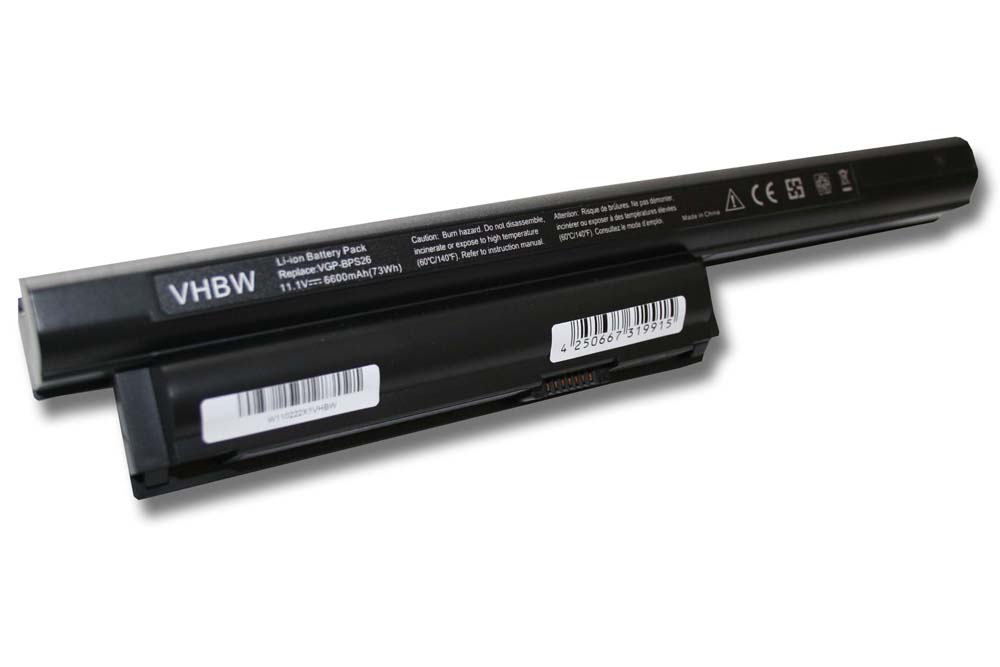 Bateria para Portátil vhbw para Sony VGP-BPS26, VGP-BPS26A 6600 mAh 10.8 V