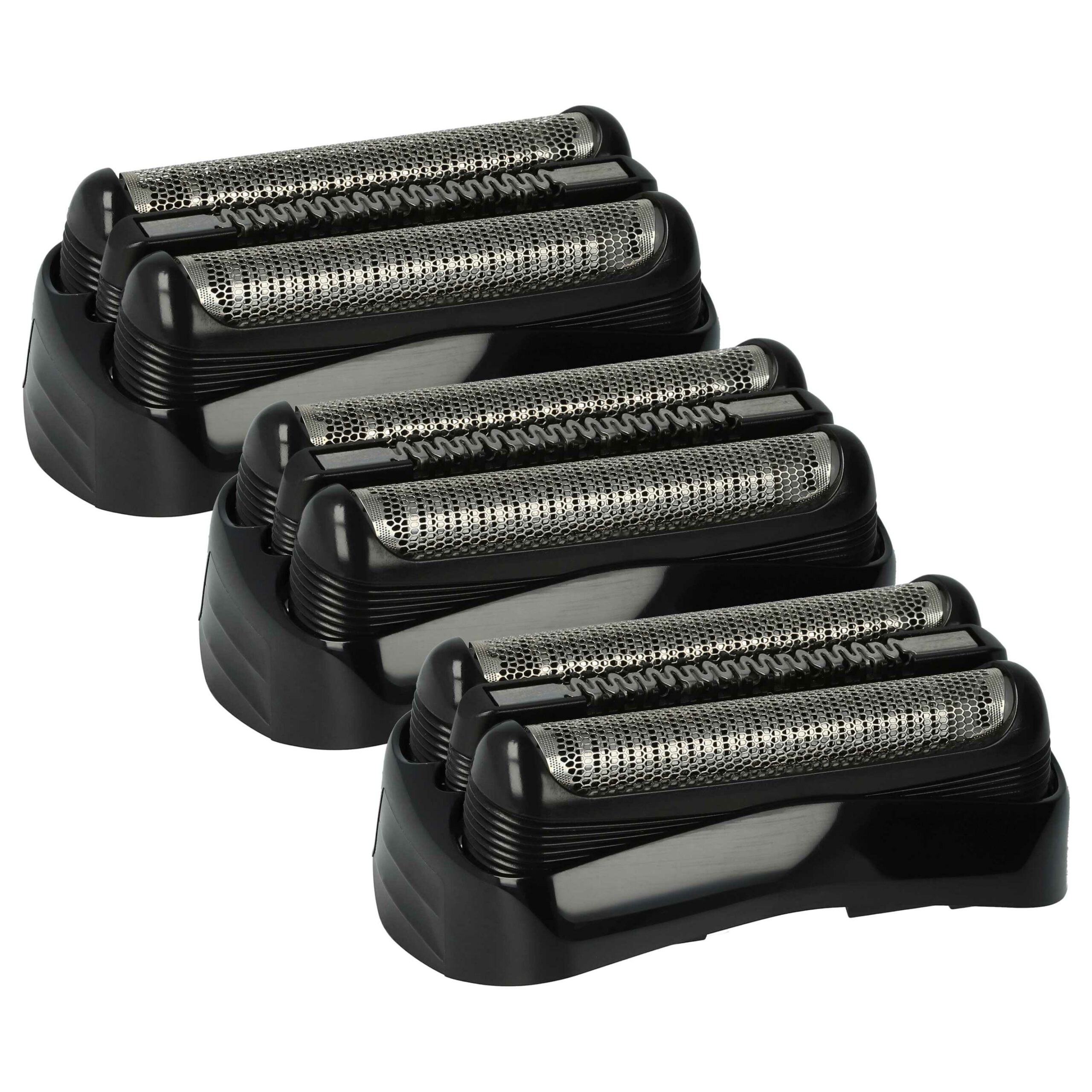 3x Cabeças de Corte vhbw para Máquina de Barbear Braun 21S, 21B, Preto