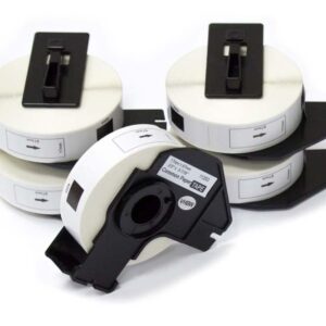 5x Rolos de Etiquetas vhbw para Brother DK-11203 - 17 mm x 87 mm com Suporte