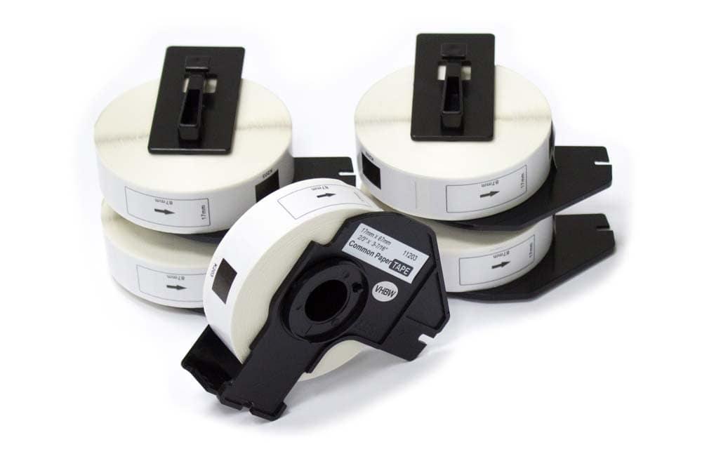 5x Rolos de Etiquetas vhbw para Brother DK-11203 - 17 mm x 87 mm com Suporte