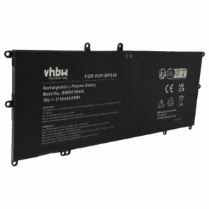 Bateria para Portátil vhbw para Sony VGP-BPS40 - 3150 mAh 15 V Li-polímero, preto