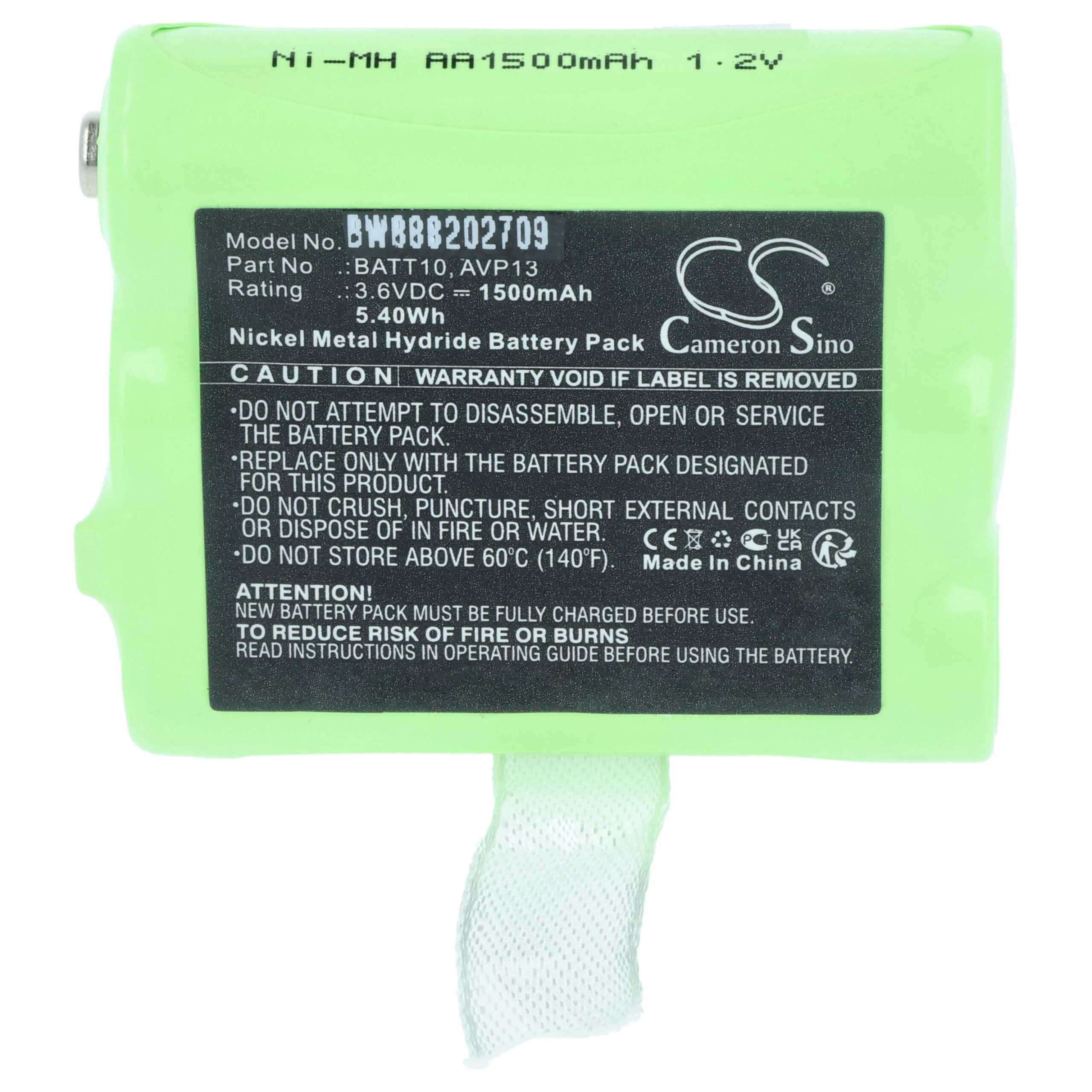 Pack de 2 Baterias vhbw para Rádio Midland PB-X7, BATT10, AVP13 - 1500 mAh 3.6 V NiMH - Image 3