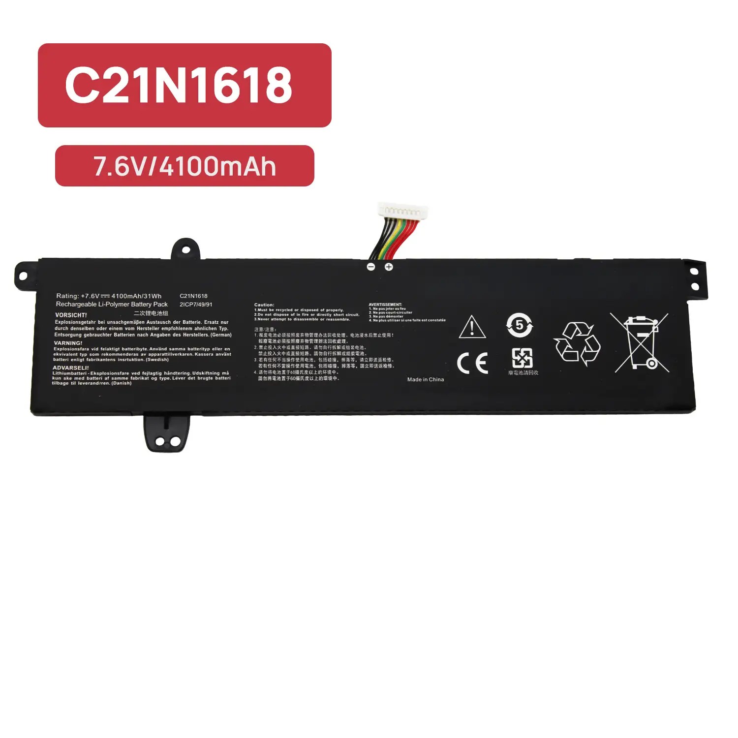 Bateria para Portátil ASUS VivoBook E402, X402, F402, L402 e R417 | C21N1618 7,6 V 4100 mAh 31 Wh - Image 2