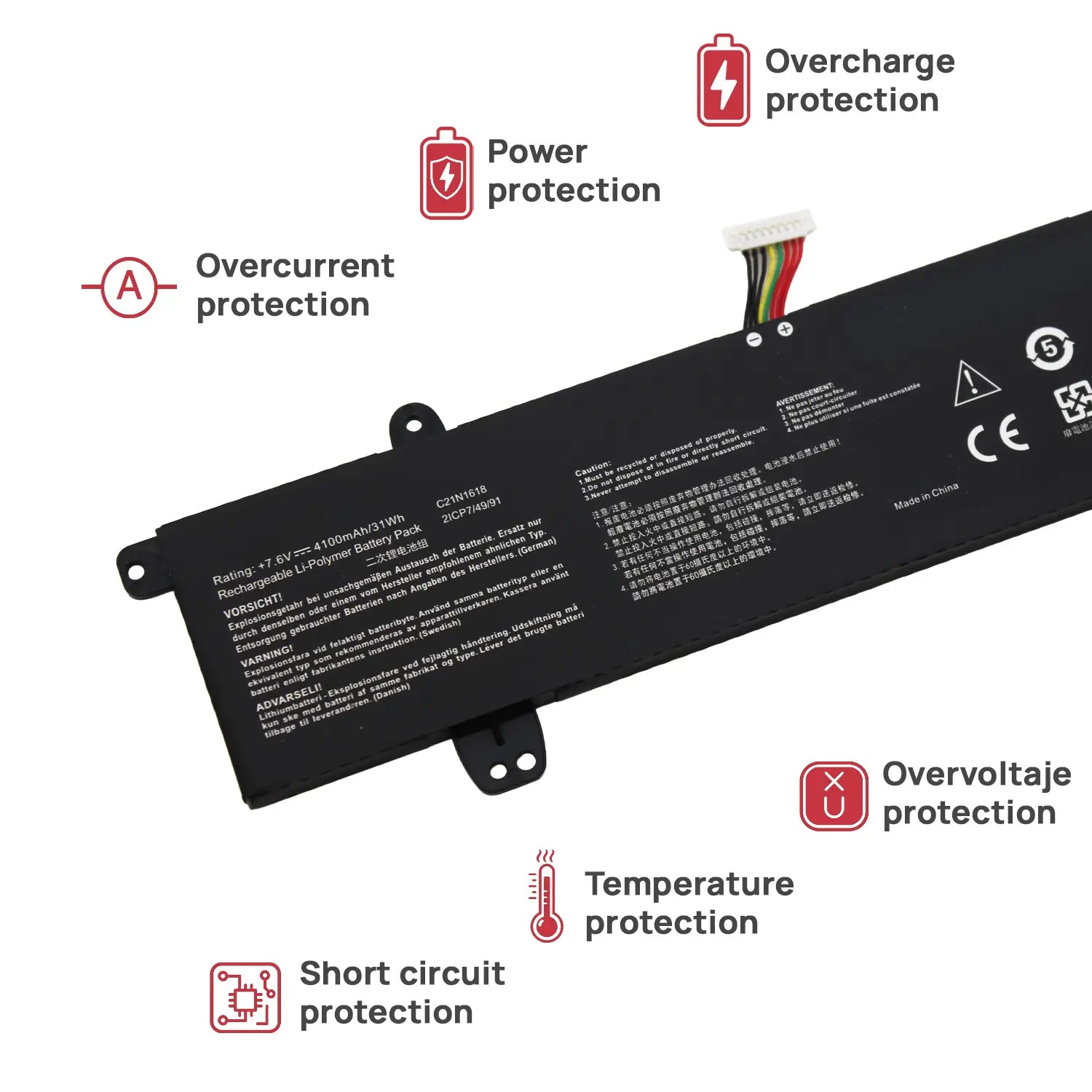 Bateria para Portátil ASUS VivoBook E402, X402, F402, L402 e R417 | C21N1618 7,6 V 4100 mAh 31 Wh - Image 4