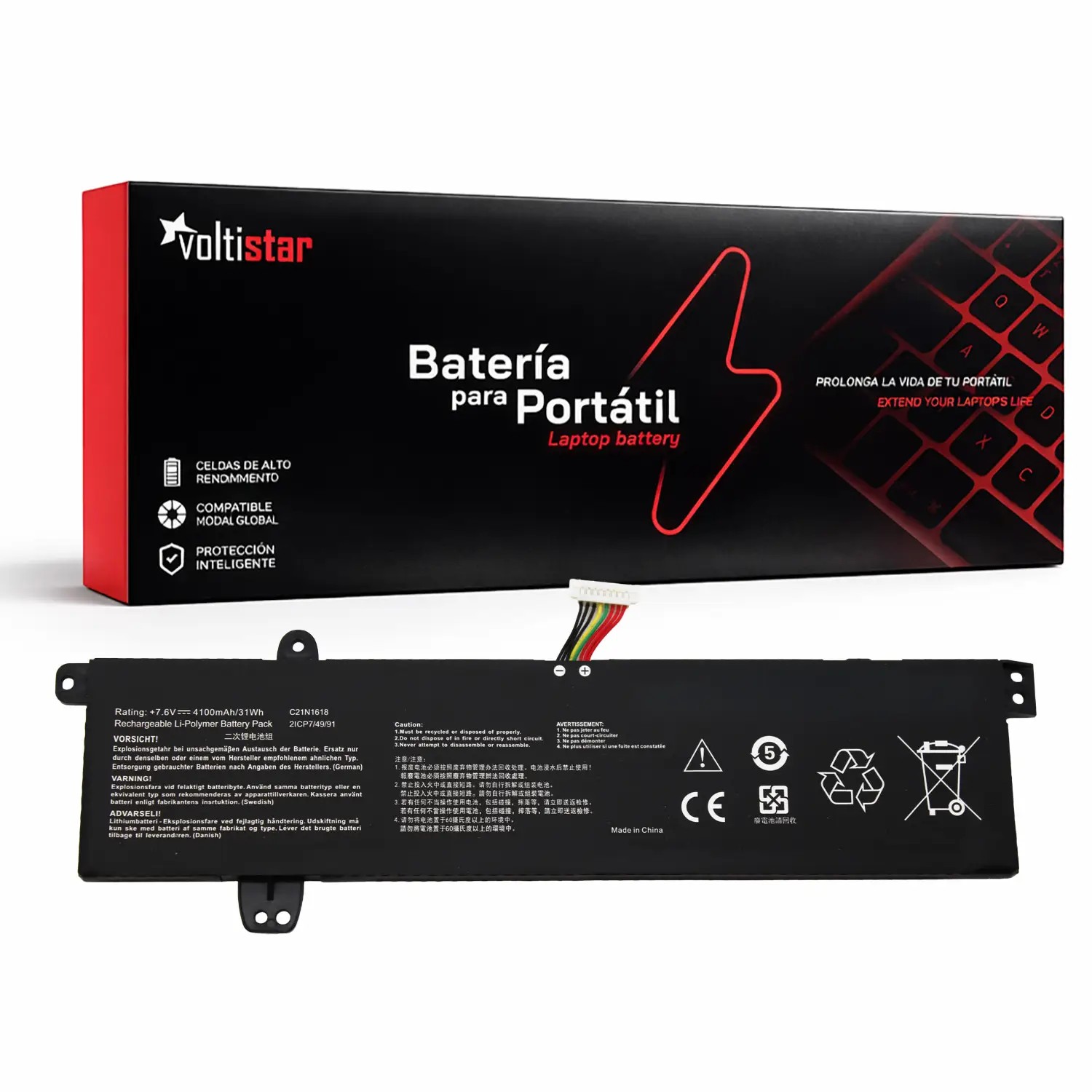 Bateria para Portátil ASUS VivoBook E402, X402, F402, L402 e R417 | C21N1618 7,6 V 4100 mAh 31 Wh