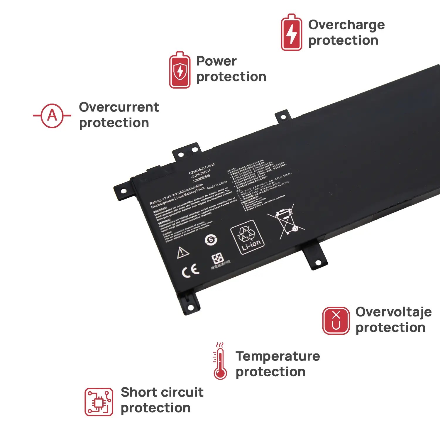 Bateria para Portátil ASUS VivoBook X456 A456 R457 F456 K456 Series | C21N1508 C21PQ9H | 7.4V 28Wh Li-Ion - Image 4