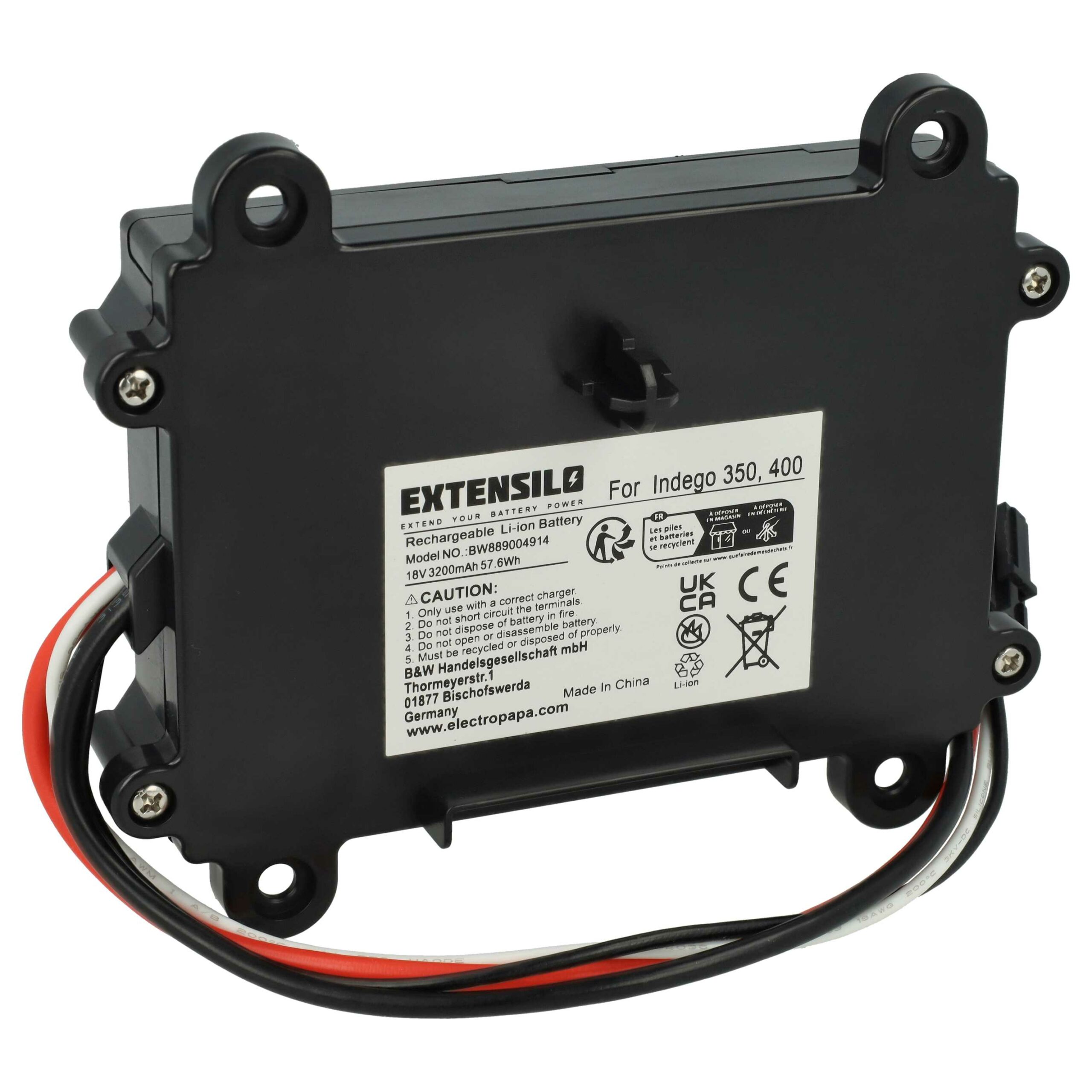Bateria EXTENSILO para Bosch Indego 350 / 400 / S 500 / M 700 - 3.2 Ah 18 V Li-Ion
