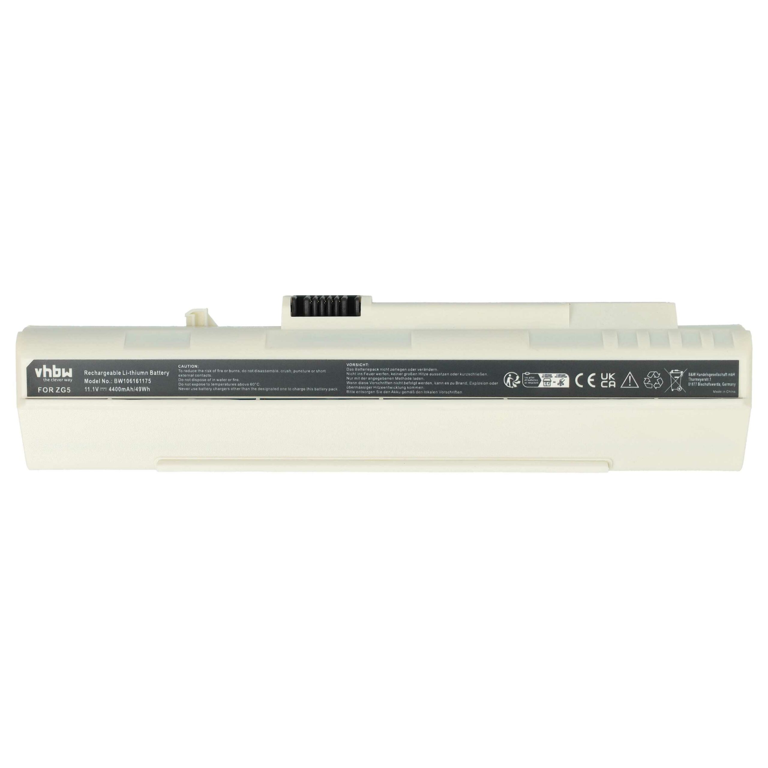 Bateria vhbw para portáteis Acer Aspire One, Gateway LT (4400 mAh, 11.1 V, Branco) - Image 3