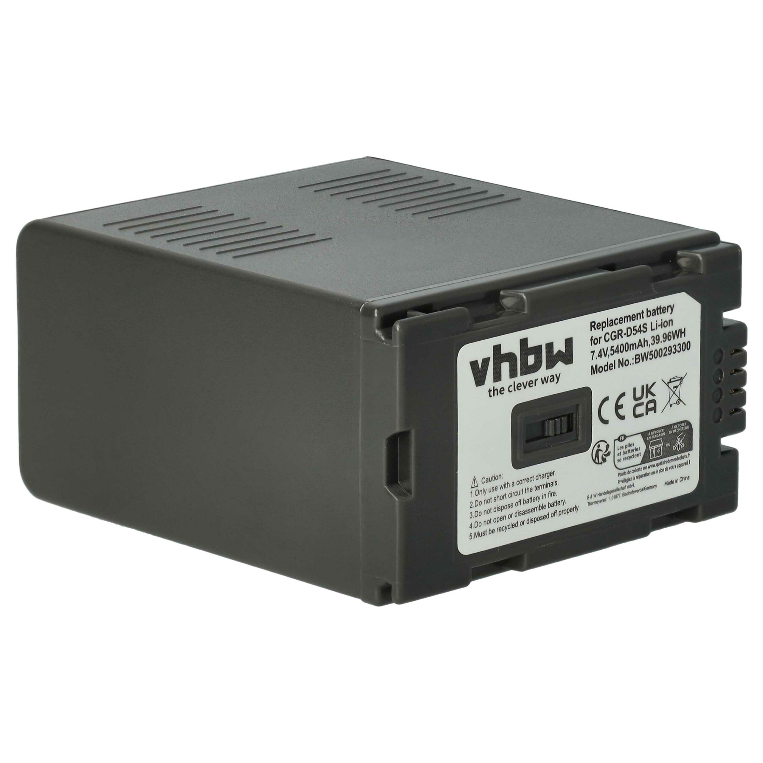 Bateria vhbw para Hitachi DZ-BP28, DZ-BP16 / Panasonic CGA-D54 5400mAh, 7.4V, Li-Ion