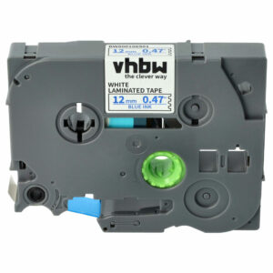 Fita para Impressora de Etiquetas vhbw TZ-233, TZE-233 - 12 mm Azul sobre Branco
