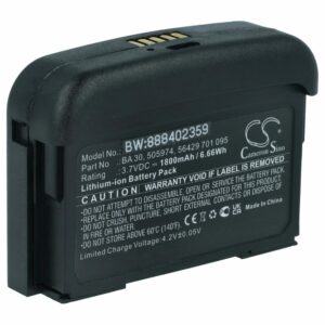 Bateria vhbw para sistema sem fios Sennheiser 505974, BA 30 - 1800 mAh 3.7 V