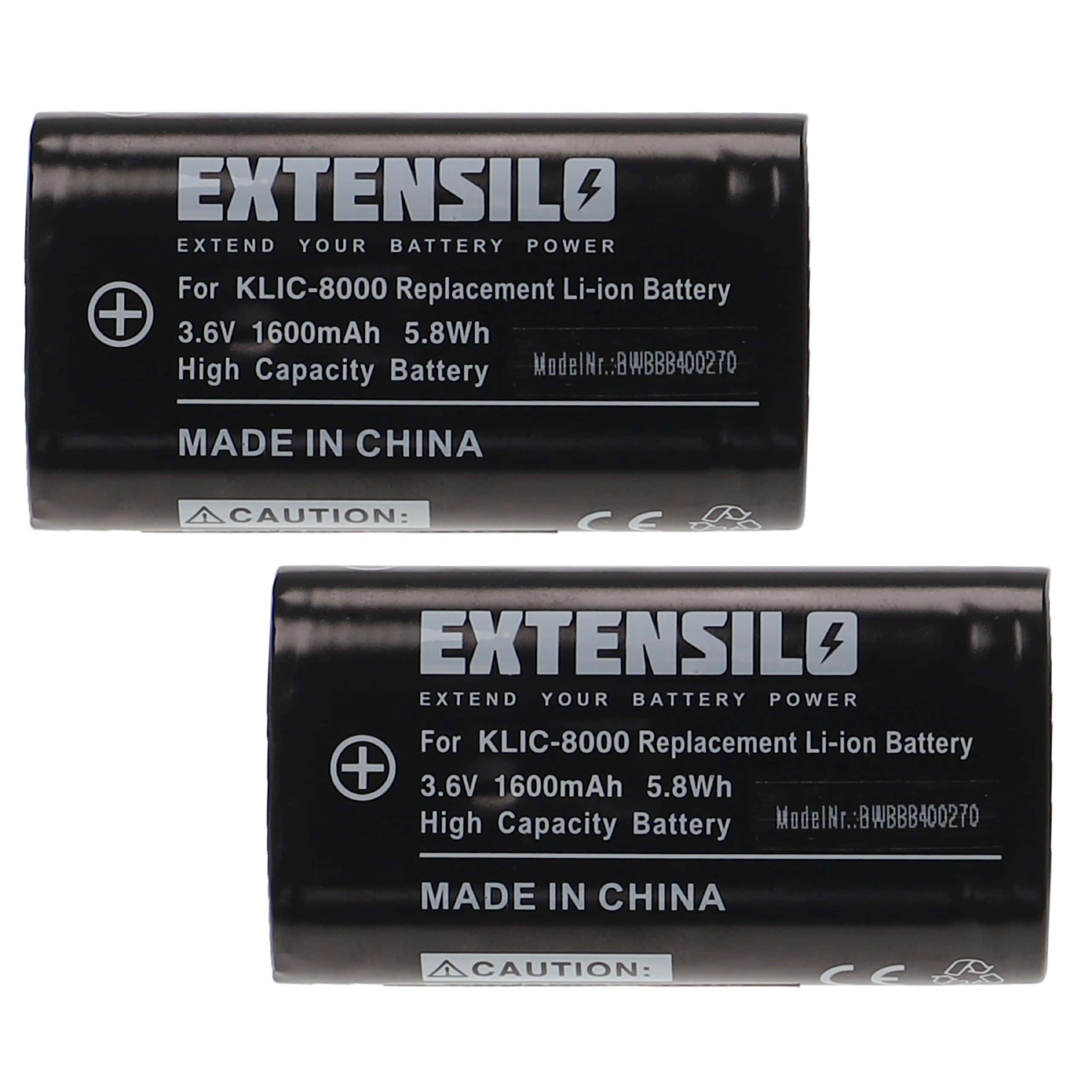 2x Bateria EXTENSILO para Kodak Klic-8000, RB50 - 1600mAh, 3.6V - Image 3