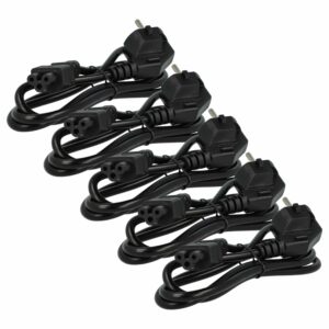 5x Cabo de Alimentação C5 Ficha Euro vhbw para Aspirador Robô Vorwerk VR300 - 1,2 m