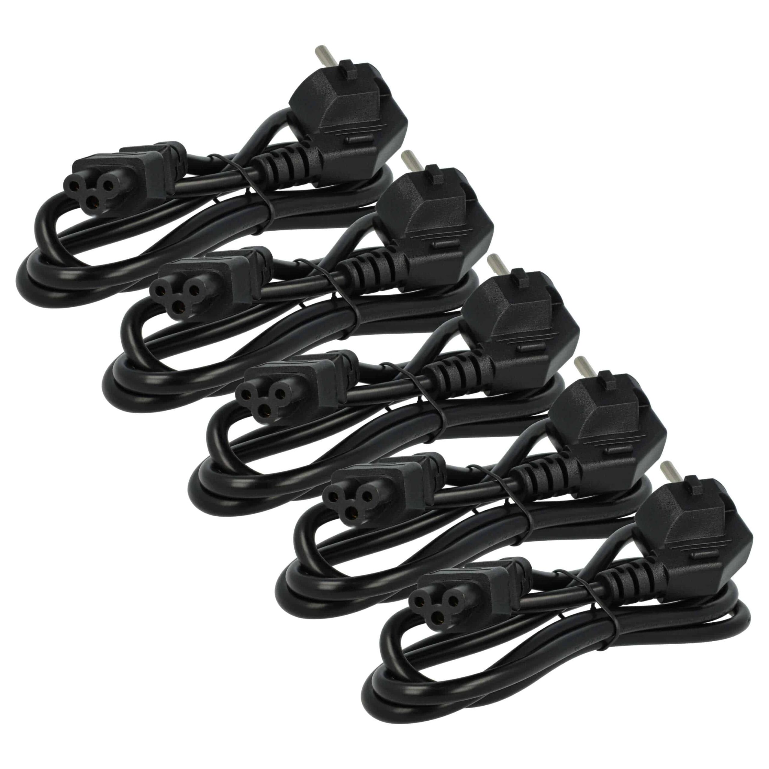5x Cabo de Alimentação C5 Ficha Euro vhbw para Aspirador Robô Vorwerk VR300 - 1,2 m