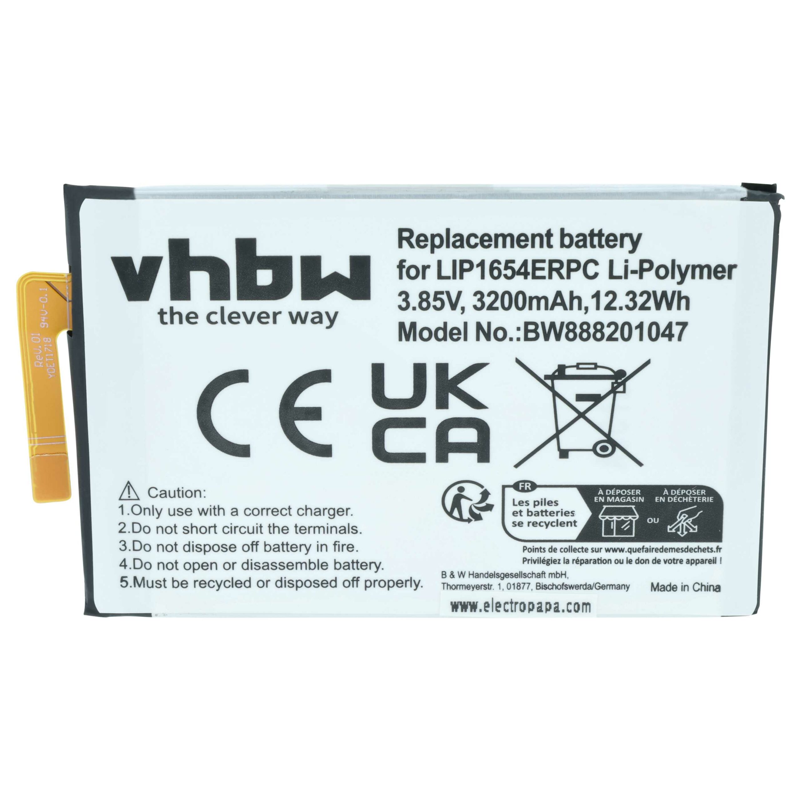 Bateria vhbw 3200 mAh para telemóvel Sony Xperia XA2, L2, LIP1654ERPC - Image 3