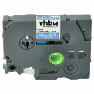 Fita para Impressora de Etiqueta vhbw compatível com Brother TZ-535, TZE-535 - 12 mm Branco sobre Azul