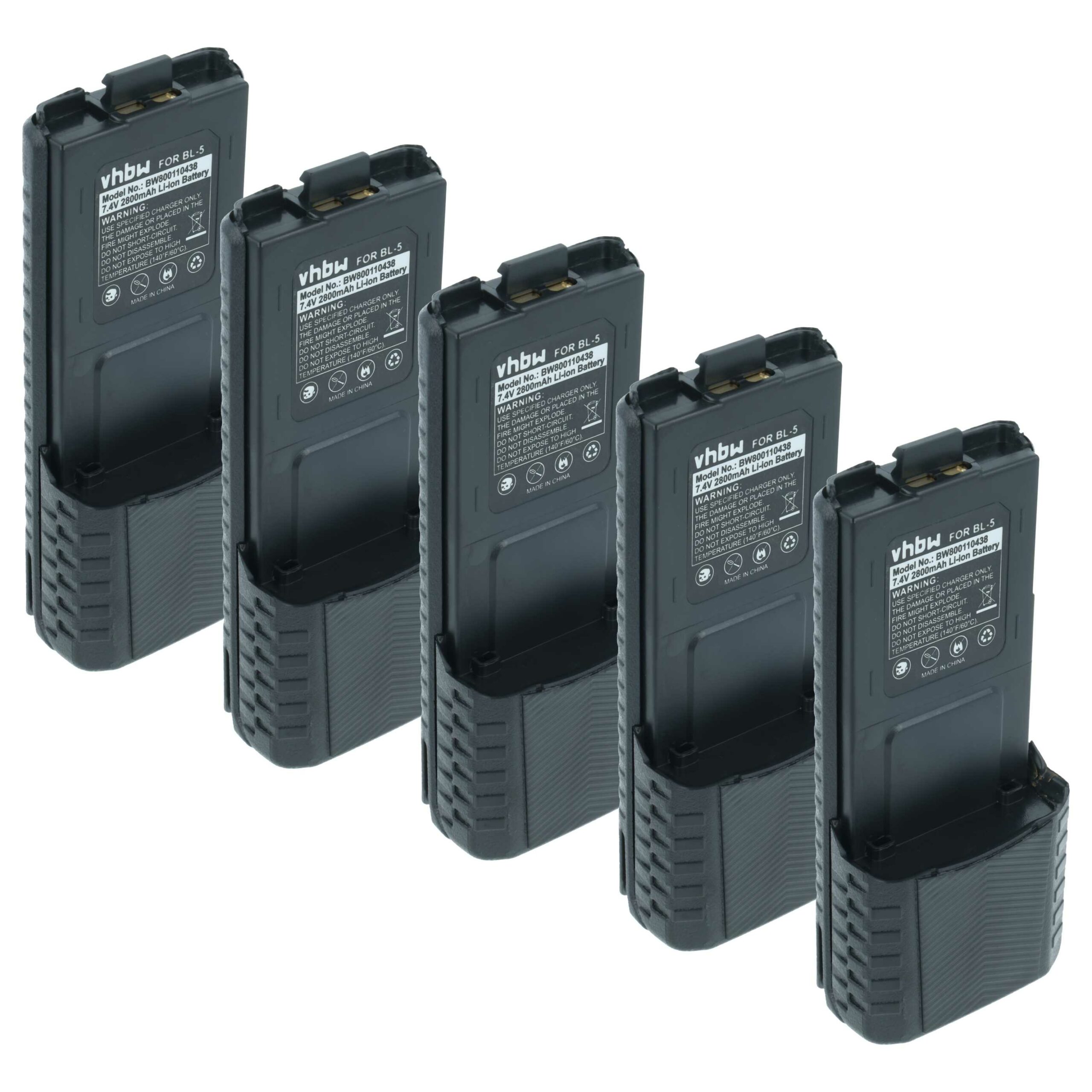 5x Baterias vhbw para Rádio Baofeng BL-5 (2800 mAh, 7.4 V, Li-Ion)