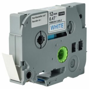 Fita de Etiquetas vhbw Compatível com Brother TZE-FX233 - 12 mm, Azul sobre Branco, Flexível