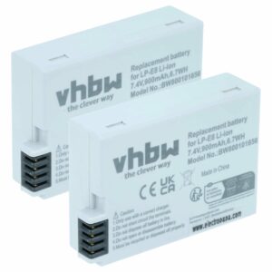 2x Baterias vhbw para Canon LP-E8 - 900mAh, 7.2V, Li-Ion